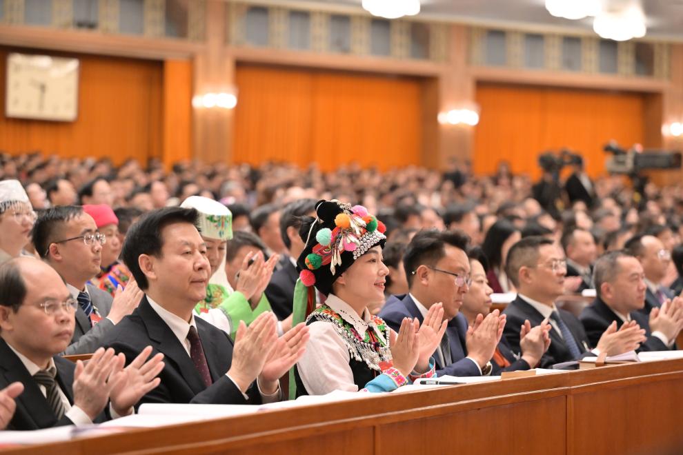 3月8日，十四屆全國人大二次會議在北京人民大會堂舉行第二次全體會議。新華社記者 謝環(huán)馳 攝