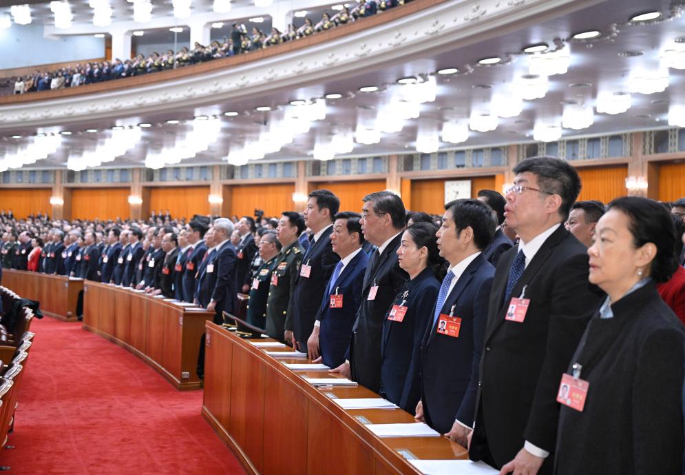 3月10日，中國人民政治協(xié)商會議第十四屆全國委員會第二次會議在北京人民大會堂舉行閉幕會。新華社記者 李學(xué)仁 攝